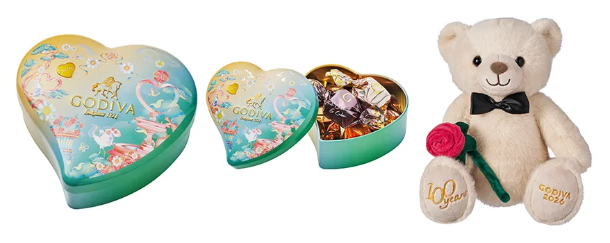 「ゴディバ アーリースプリング ベア＆G キューブ アソートメント ミニハート缶 5粒入」