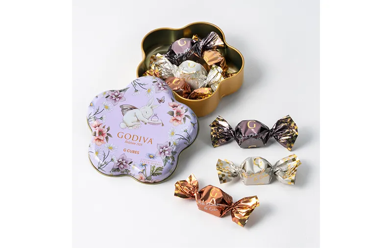 「羽ばたく 花咲く春 G キューブ アソートメント フラワー缶 7粒入」