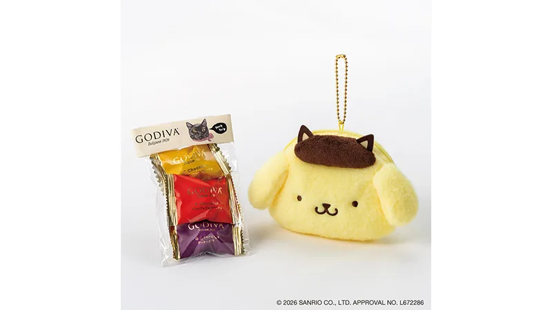 「ゴディバ ブラックキャット コレクション G ショコラ アソートメント 3粒入+ポムポムプリン ポーチ オンラインショップ限定」